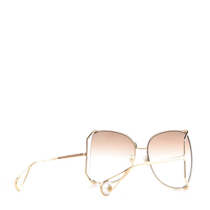 Gucci Oversized Round Sunglasses GG0252S Gold Brown 3 of 8