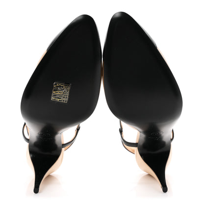 Chanel Lambskin CC Slingback Pumps 39 Beige Black 6 of 10