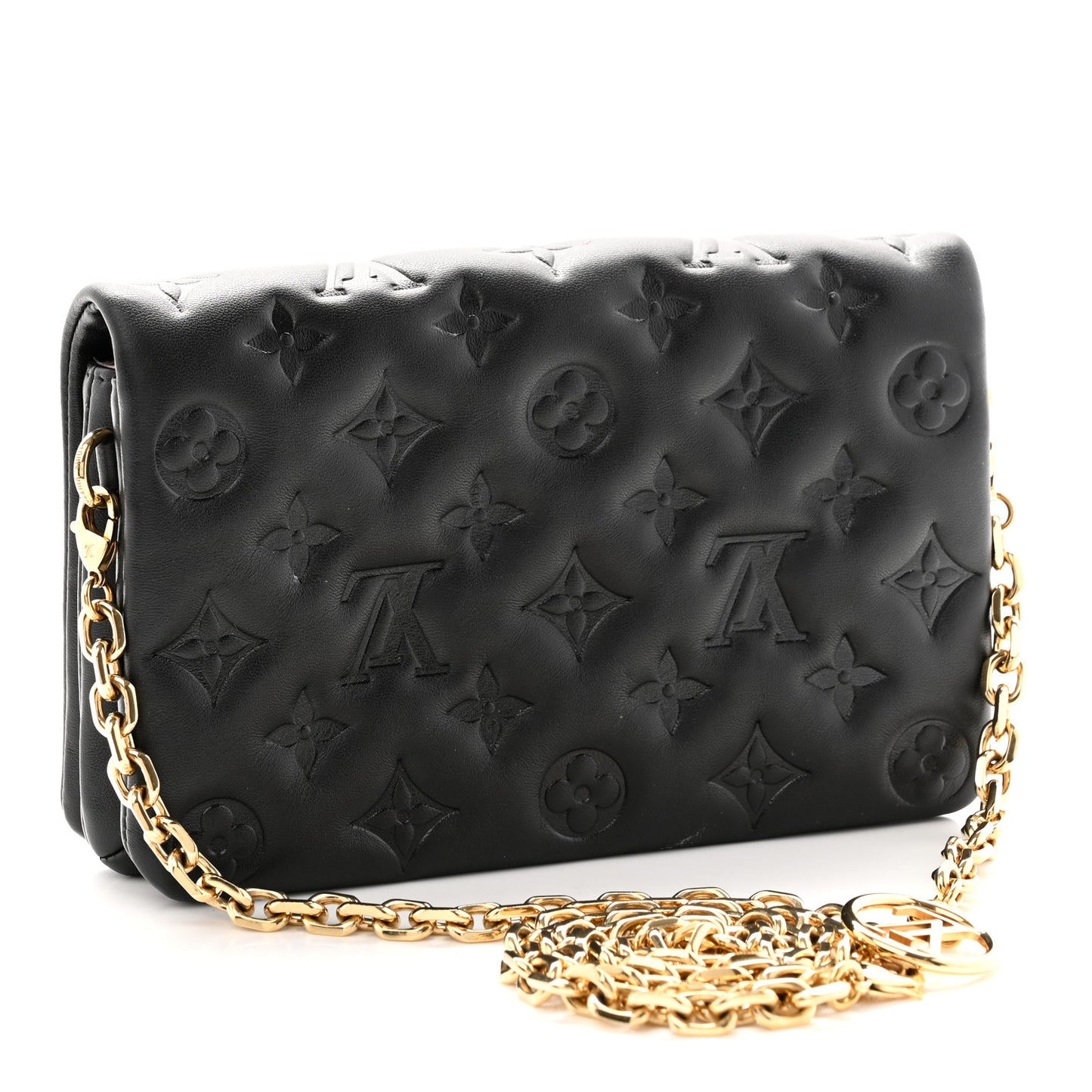Lambskin Embossed Monogram Pochette Coussin Black