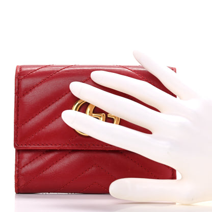 Gucci Calfskin Matelasse GG Marmont Wallet Hibiscus Red 2 of 16