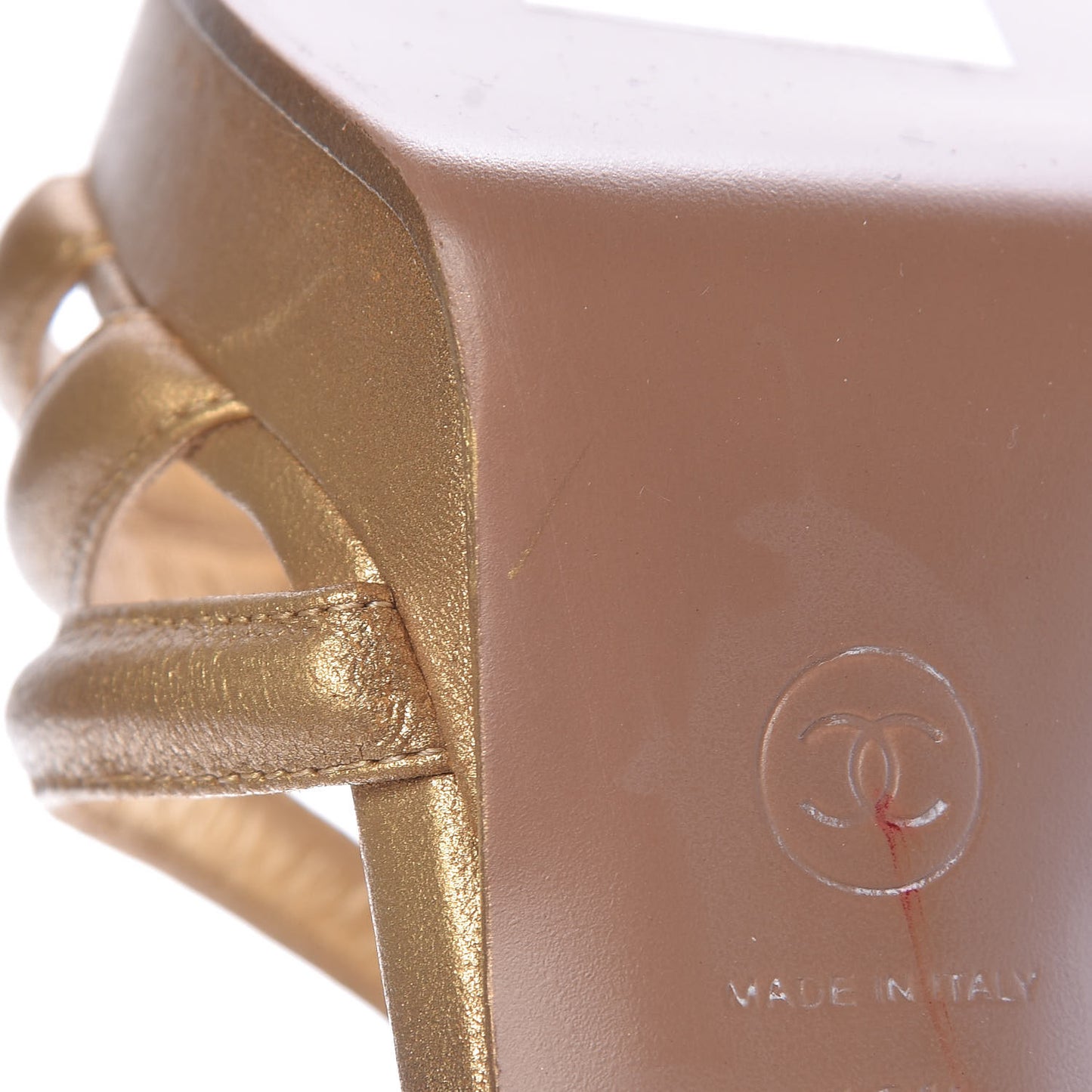 Laminated Lambskin Parthenon Platform Sandals 40.5 Gold