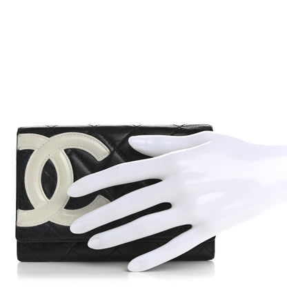 Chanel Calfskin Quilted Cambon Flap Wallet Black White 2 of 13