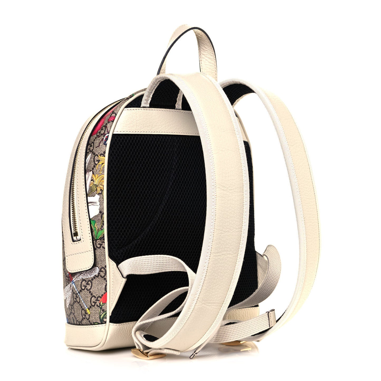 GG Supreme Monogram Flora Web Small Ophidia Day Backpack White