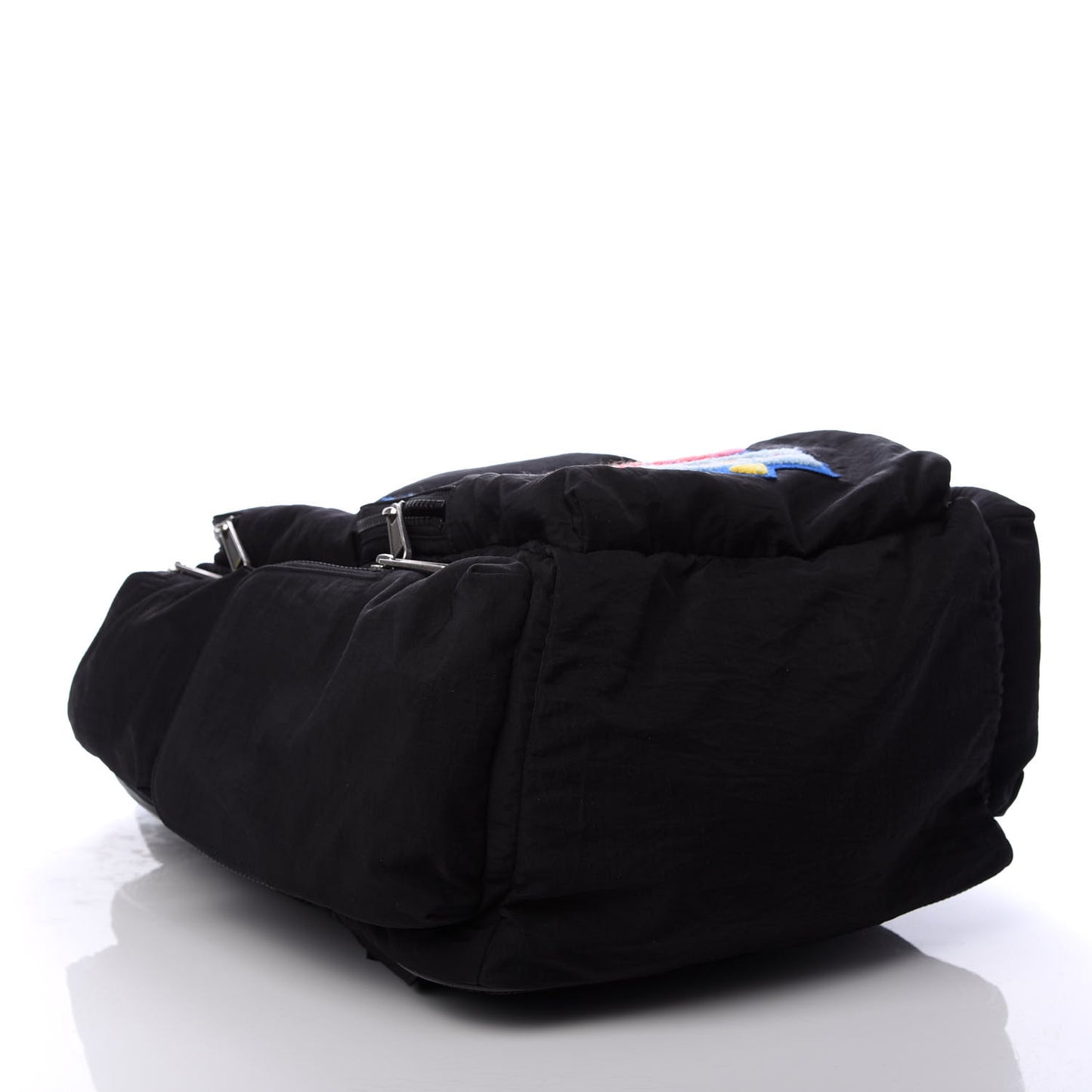 Nylon Twill 80s Logo Patch Backpack Black