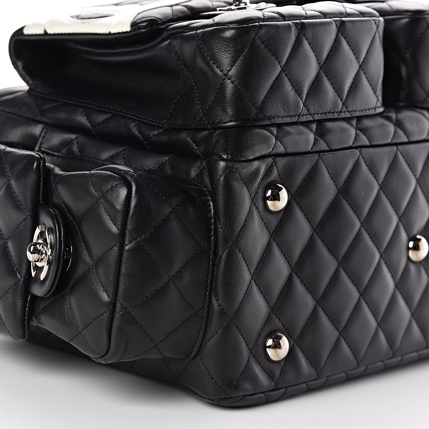Calfskin Quilted Large Cambon Multipocket Reporter Black