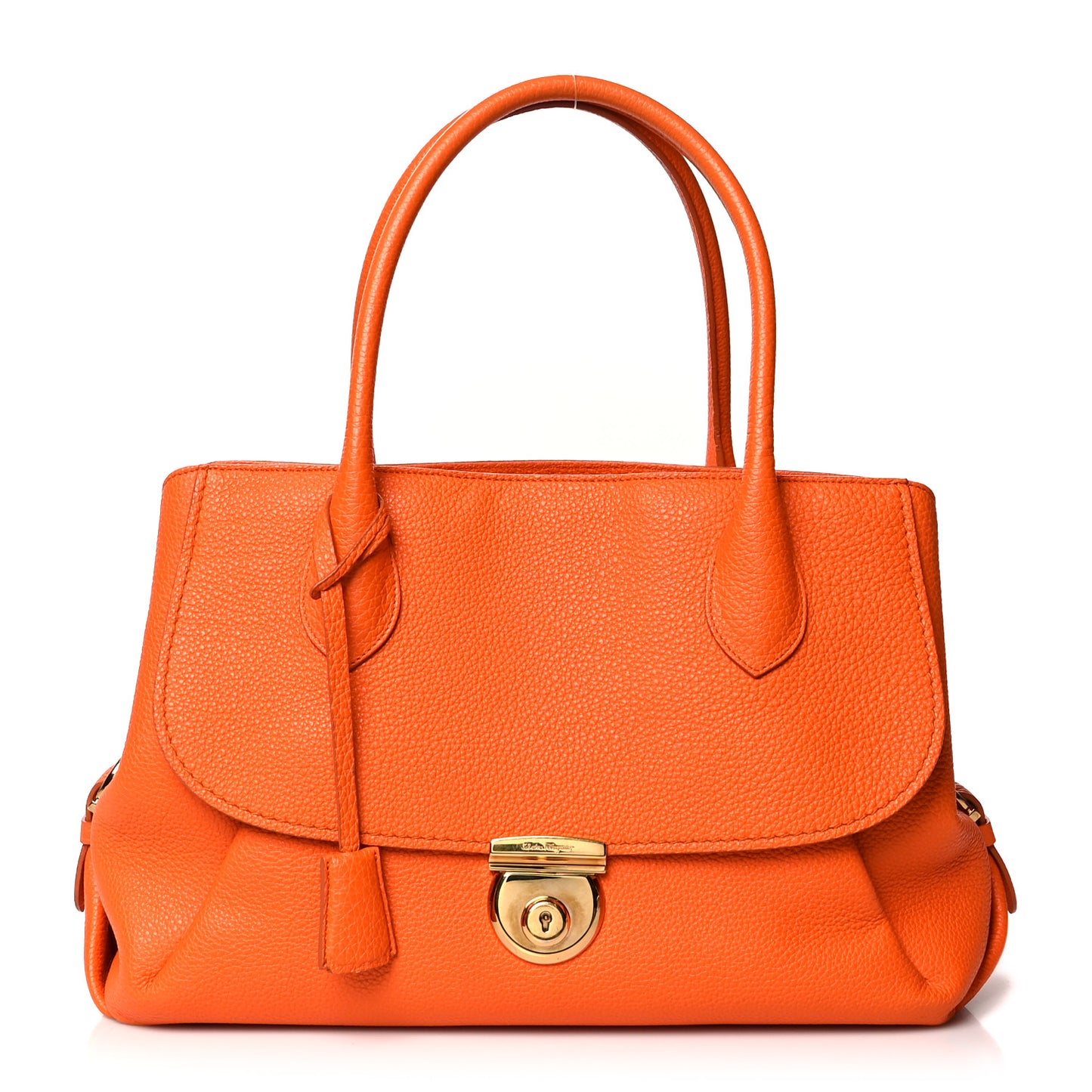 Pebbled Calfskin Fiamma Bag Orange