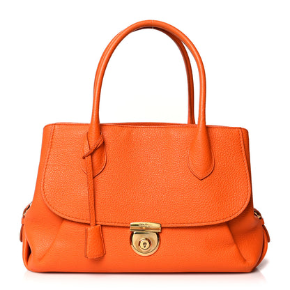 Salvatore Ferragamo Pebbled Calfskin Fiamma Bag Orange 1 of 16