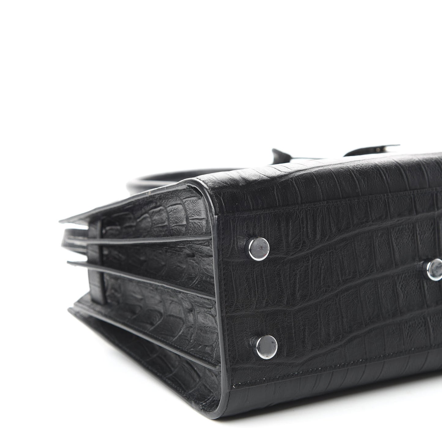 Calfskin Crocodile Embossed Baby Sac De Jour Black