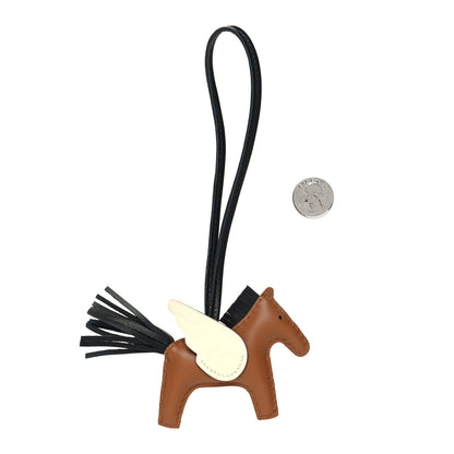 Hermes Milo Lambskin Grigri Rodeo Pegase Horse Bag Charm PM Sesame Black Nata 2 of 4