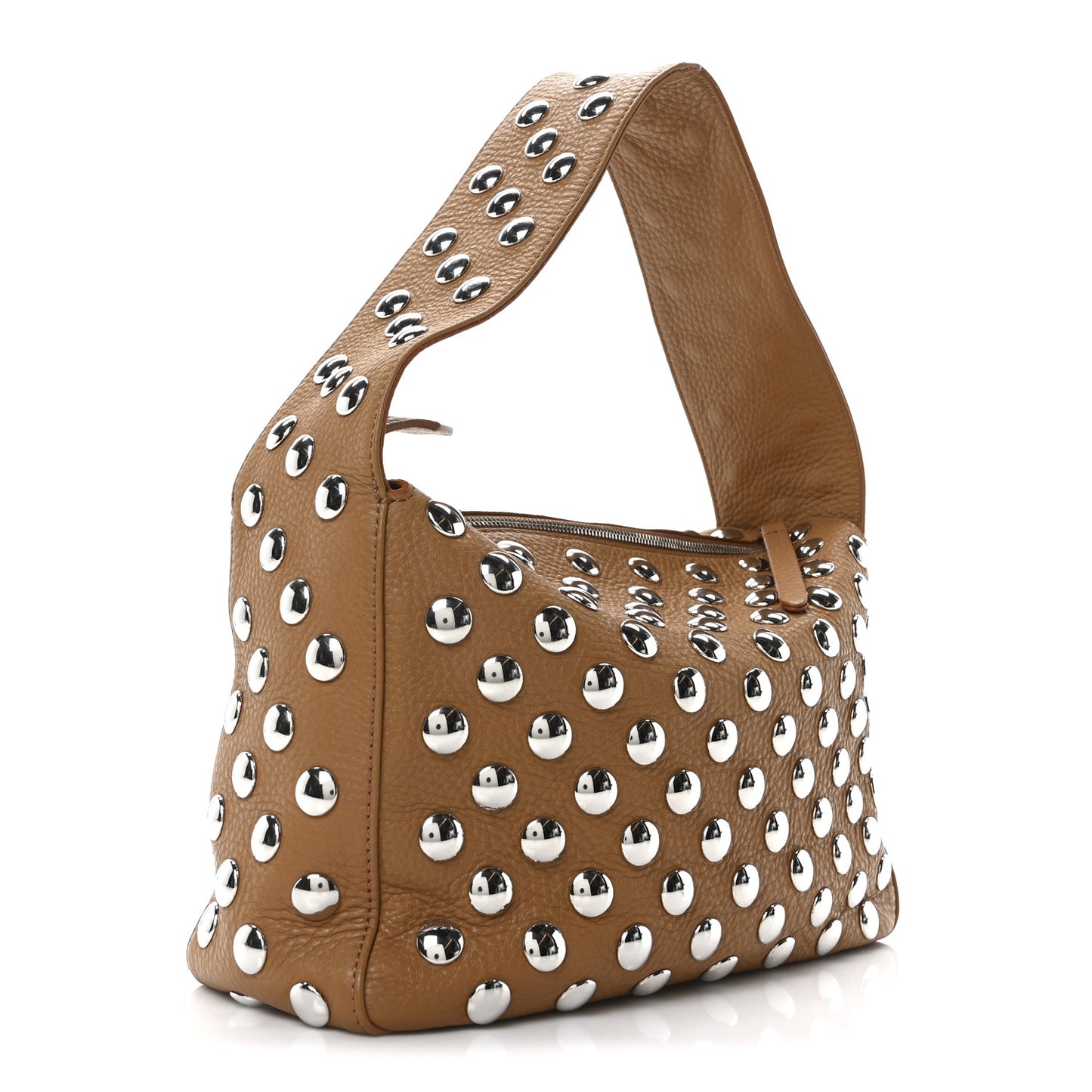 Pebbled Sport Calfskin Studded Elena Nougat