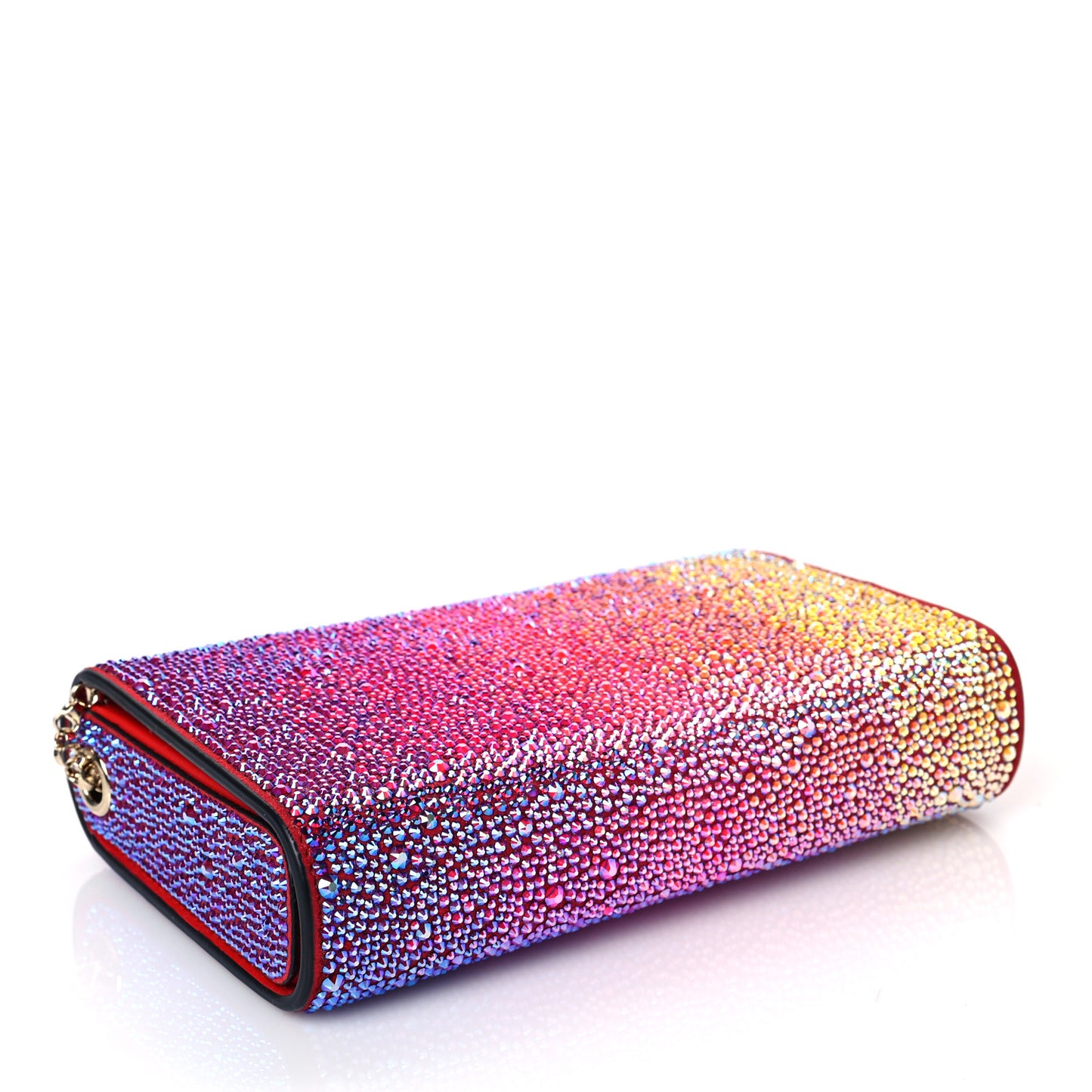 Gradient Crystal Suede Small Vanite Clutch Multicolor
