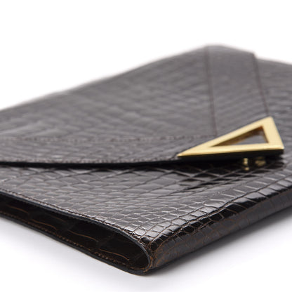 Delvaux Crocodile Envelope Clutch Brown 6 of 12