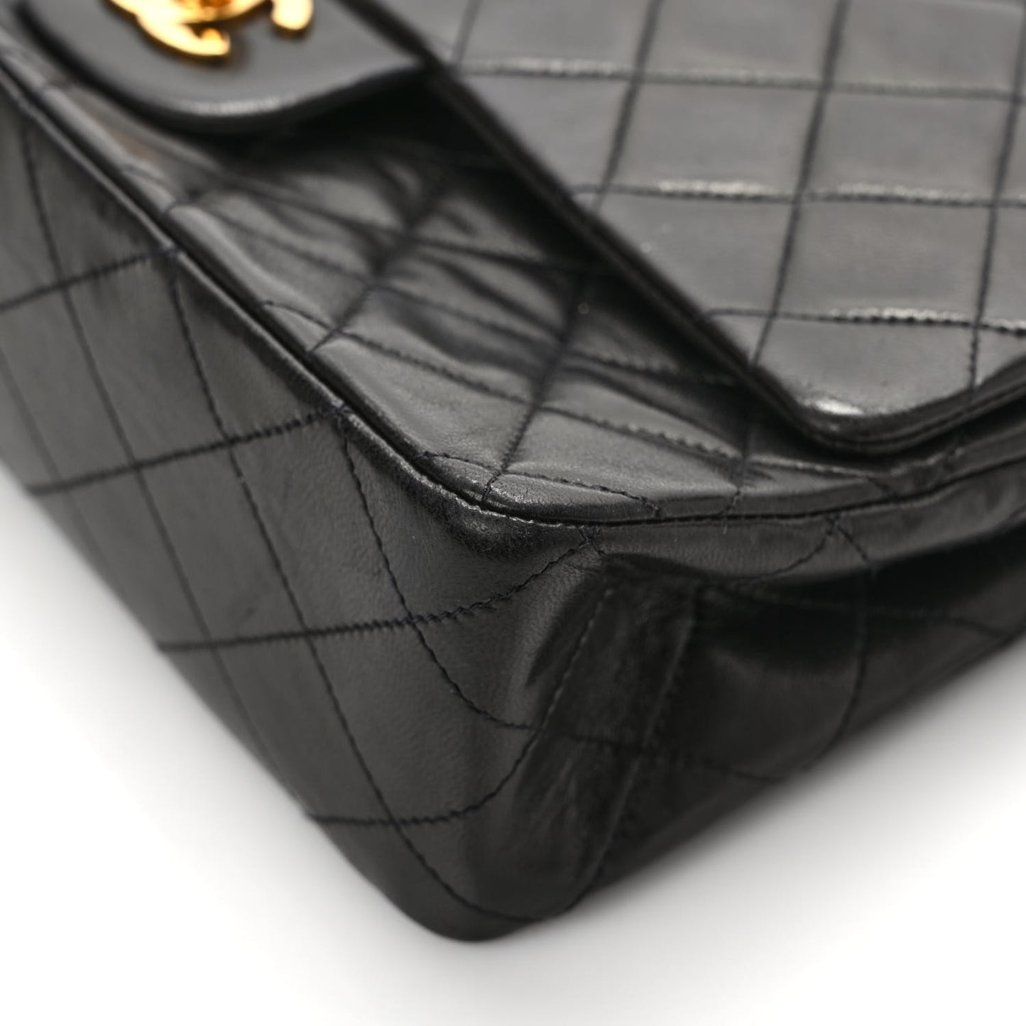 Lambskin Quilted Medium Double Flap Black