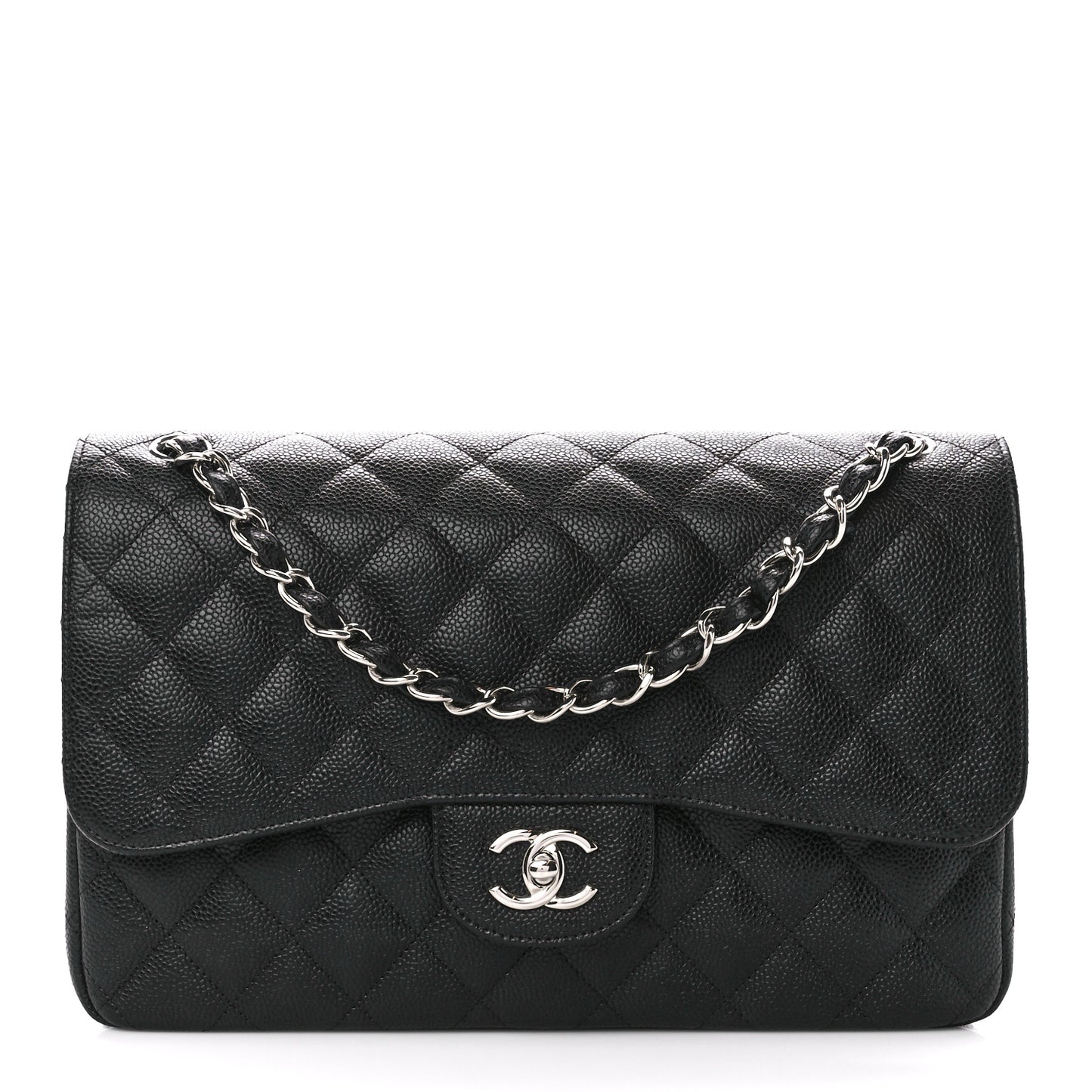 Caviar Quilted Jumbo Double Flap Black
