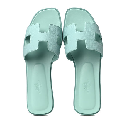 Hermes Epsom Oran Sandals 37 Vert Embrun 5 of 11