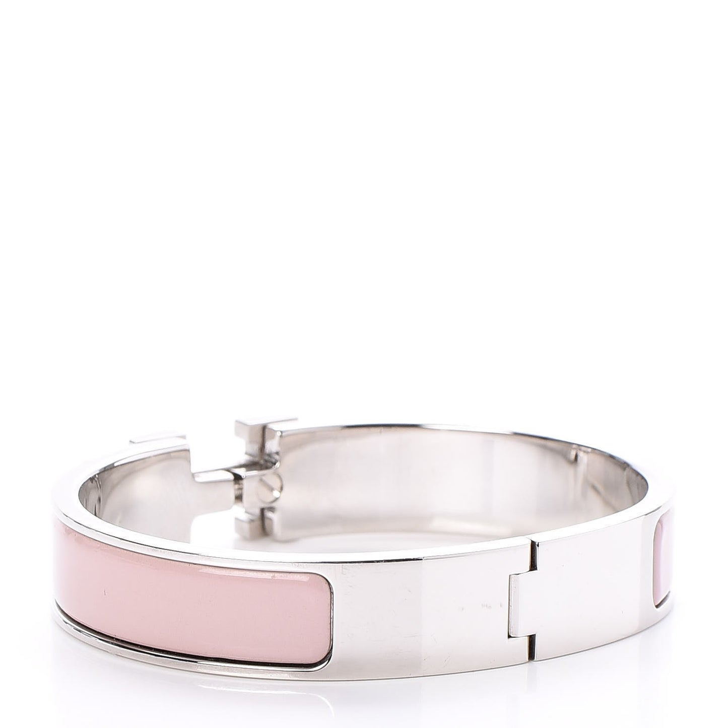 Enamel Narrow Clic Clac H Bracelet PM Rose Poudre