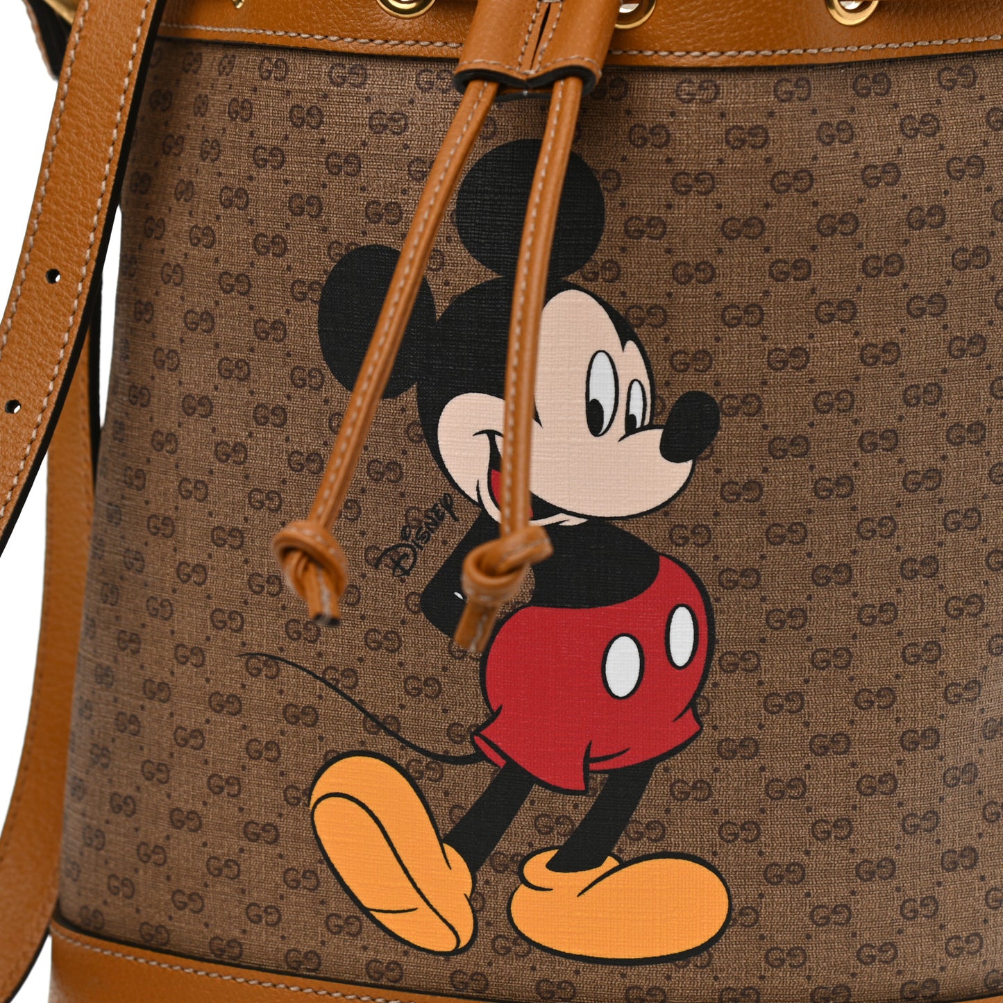 X DISNEY Mini Vintage GG Supreme Monogram Bucket Bag Beige Vintage Sun Oil
