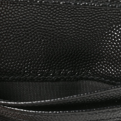 Saint Laurent Grain De Poudre Matelasse Chevron Monogram Zipped Card Case Black 7 of 8