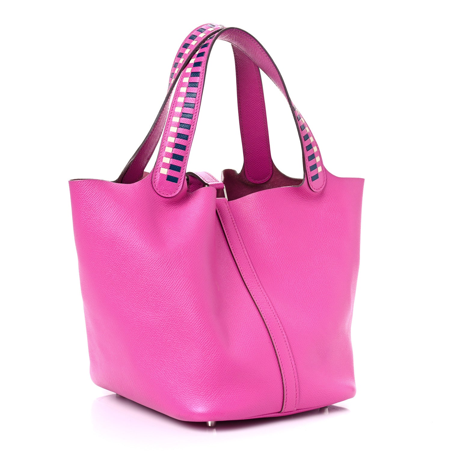 Hermes Epsom Tressage De Cuir Picotin Lock 22 MM Magnolia Bleu Saphir Craie 3 of 8