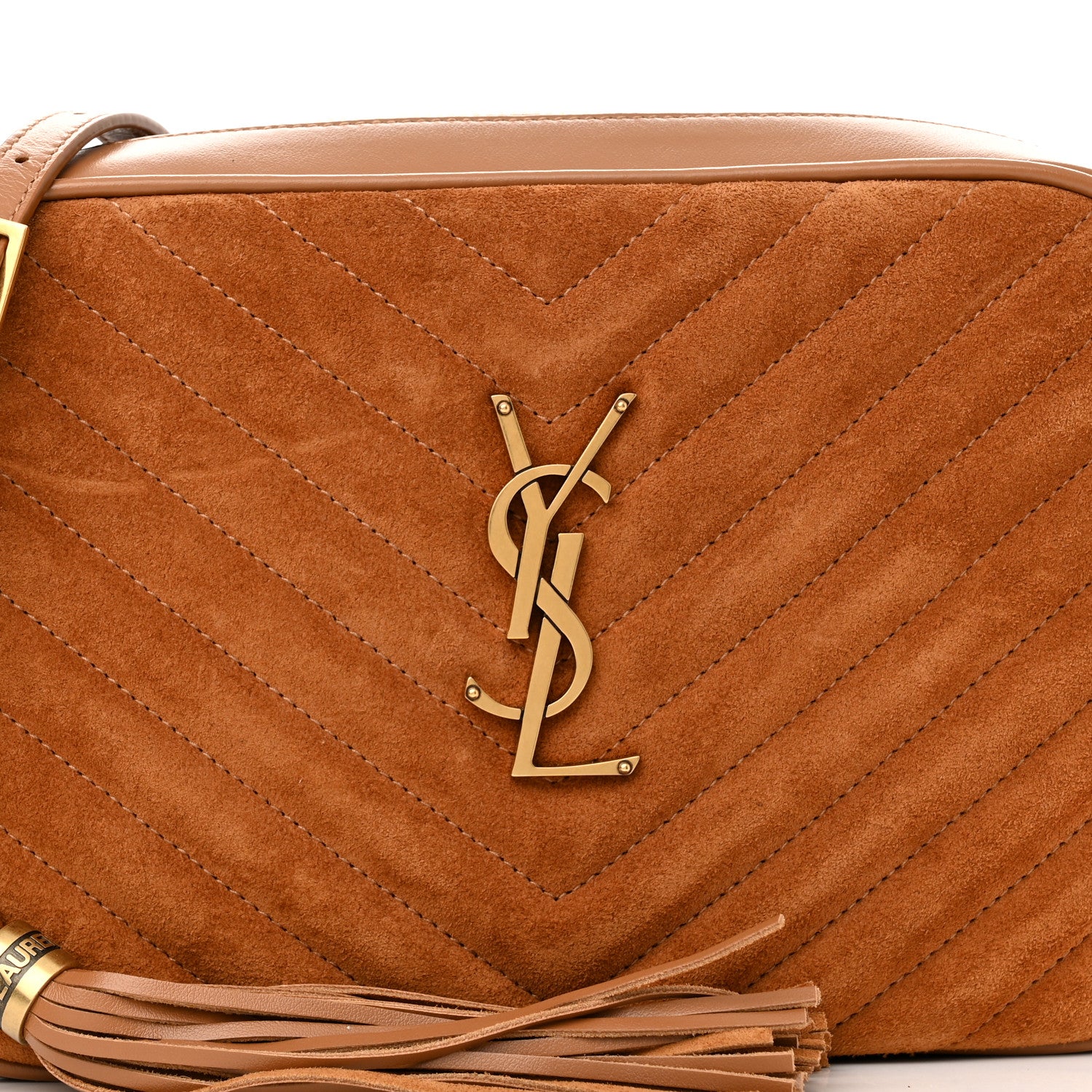 Saint Laurent Suede Matelasse Monogram Lou Camera Bag Cinnamon 8 of 10