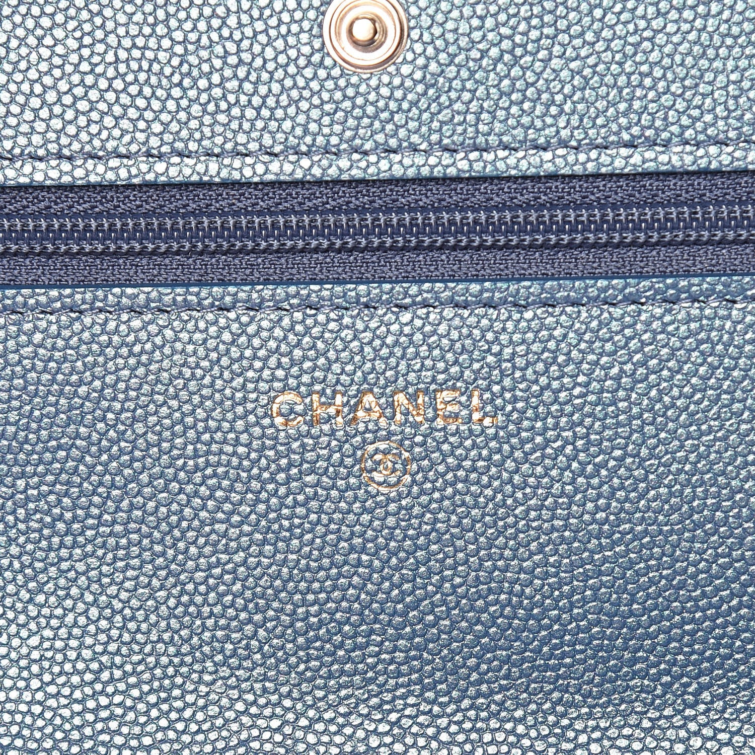 Chanel Iridescent Caviar Quilted Wallet On Chain WOC Dark Blue 8 of 11