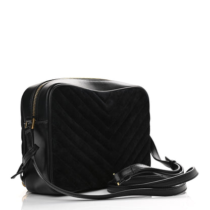 Saint Laurent Suede Calfskin Monogram Lou Camera Bag Black 3 of 10