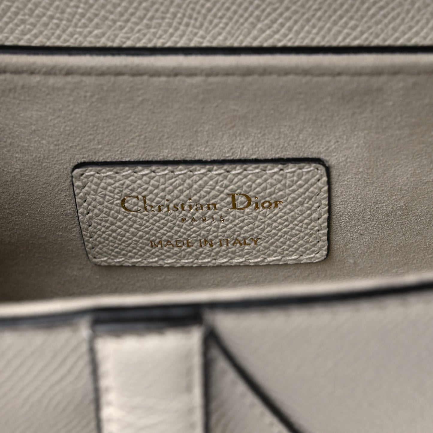 Grained Calfskin Mini Saddle Bag White