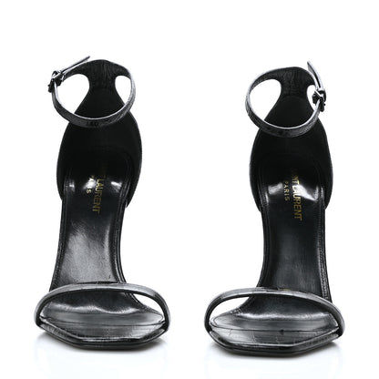Saint Laurent Calfskin Crocodile Embossed Opyum 110 Sandals 39 Black 2 of 7