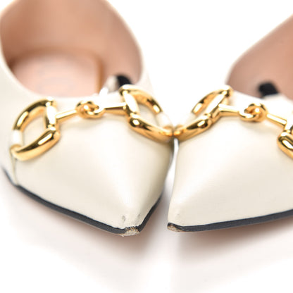 Gucci Nappa Lumiere Deva Horsebit Chain Embellished Flats 36.5 Dusty White 10 of 11
