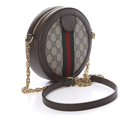 Gucci GG Supreme Monogram Web Mini Ophidia Round Shoulder Bag Brown 2 of 9
