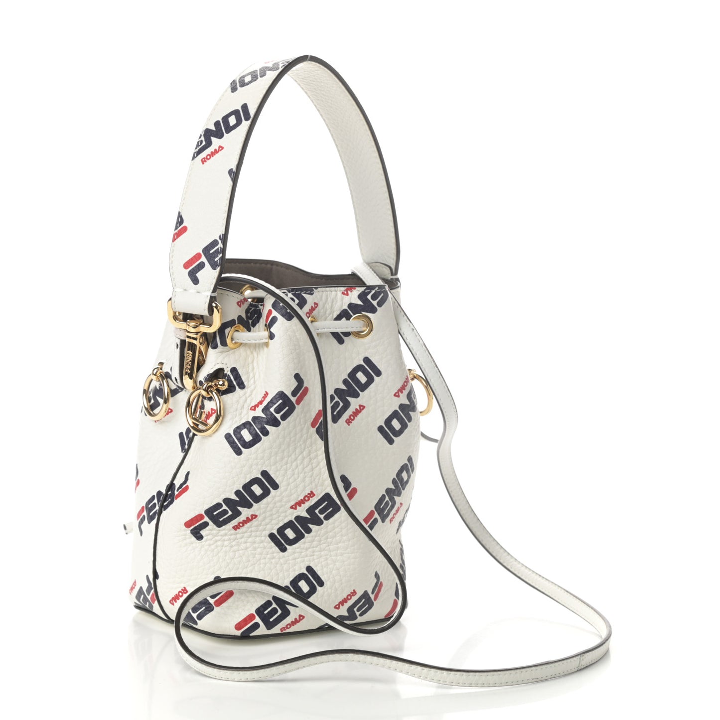 X FILA Vitello F is Fendi Mania Mini Mon Tresor Bucket Bag White