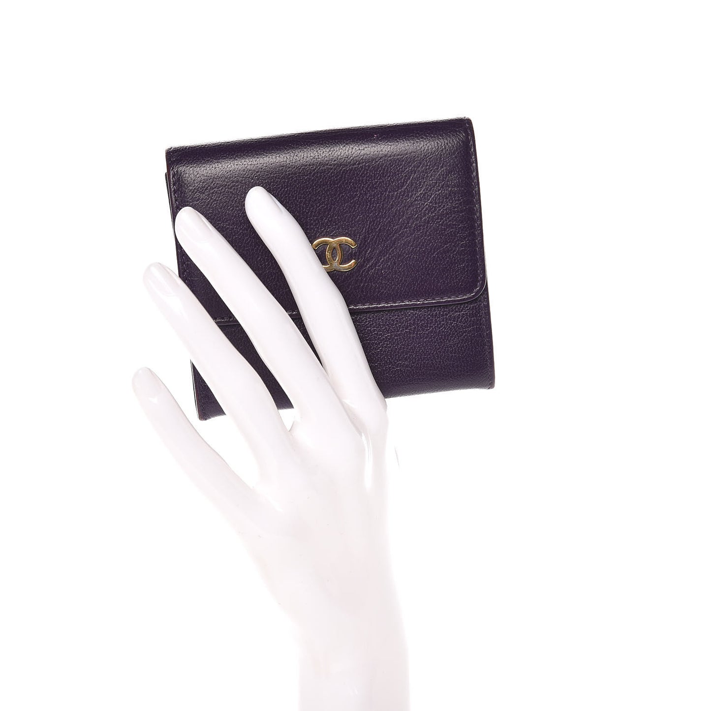 Goatskin Compact Double Sided Wallet Purple