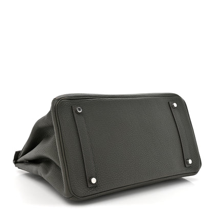 Hermes Taurillon Clemence Birkin 35 Vert De Gris 4 of 17