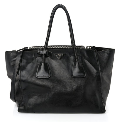 Prada Glace Calf Twin Pocket Tote Black 1 of 16