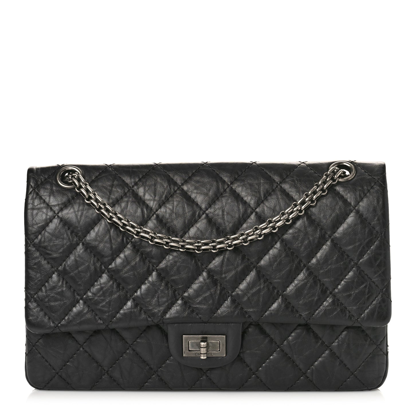Aged Calfskin Quilted 2.55 Reissue 226 Flap Black