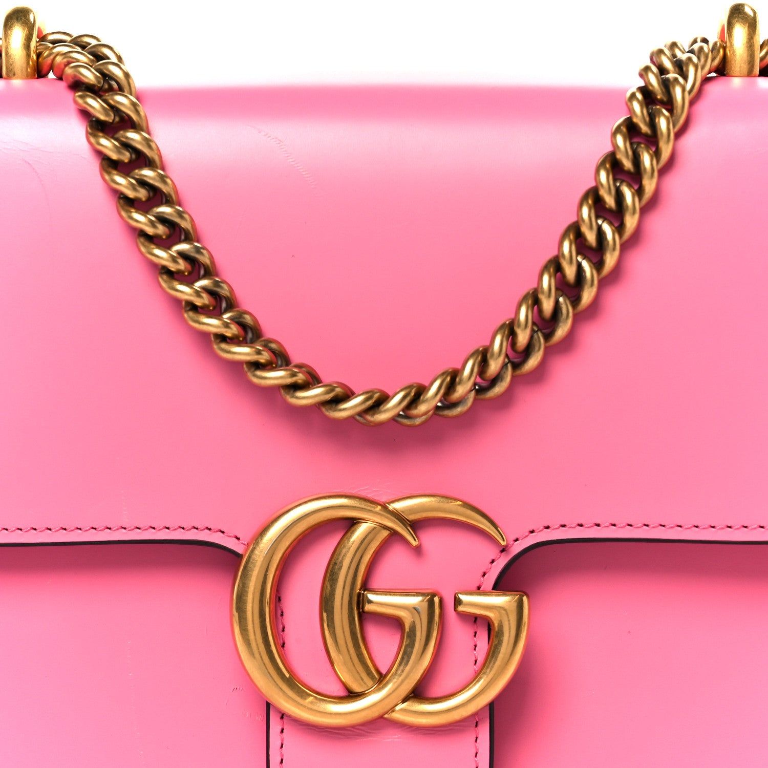 Gucci Knight Calfskin Small GG Marmont Chain Handle Bag Pink Tropical Flower 9 of 11