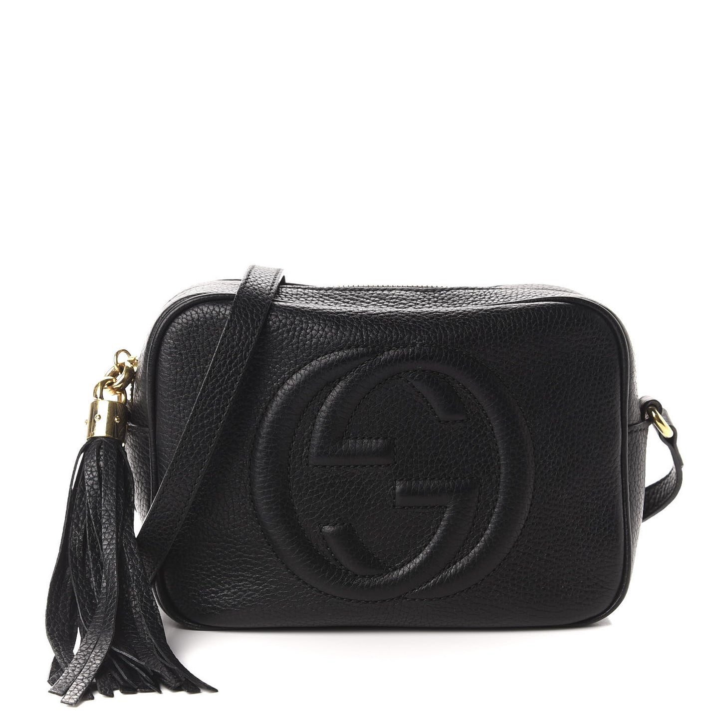 Pebbled Calfskin Small Soho Disco Bag Black
