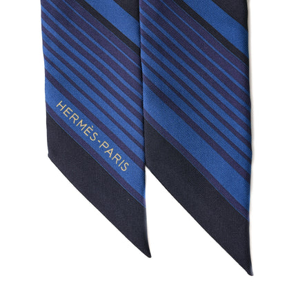 Hermes Silk Ex-Libris Twilly Indigo Black Beige 3 of 4
