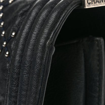 Chanel Crumpled Lambskin New Medium Studded Boy Flap Black 14 of 14