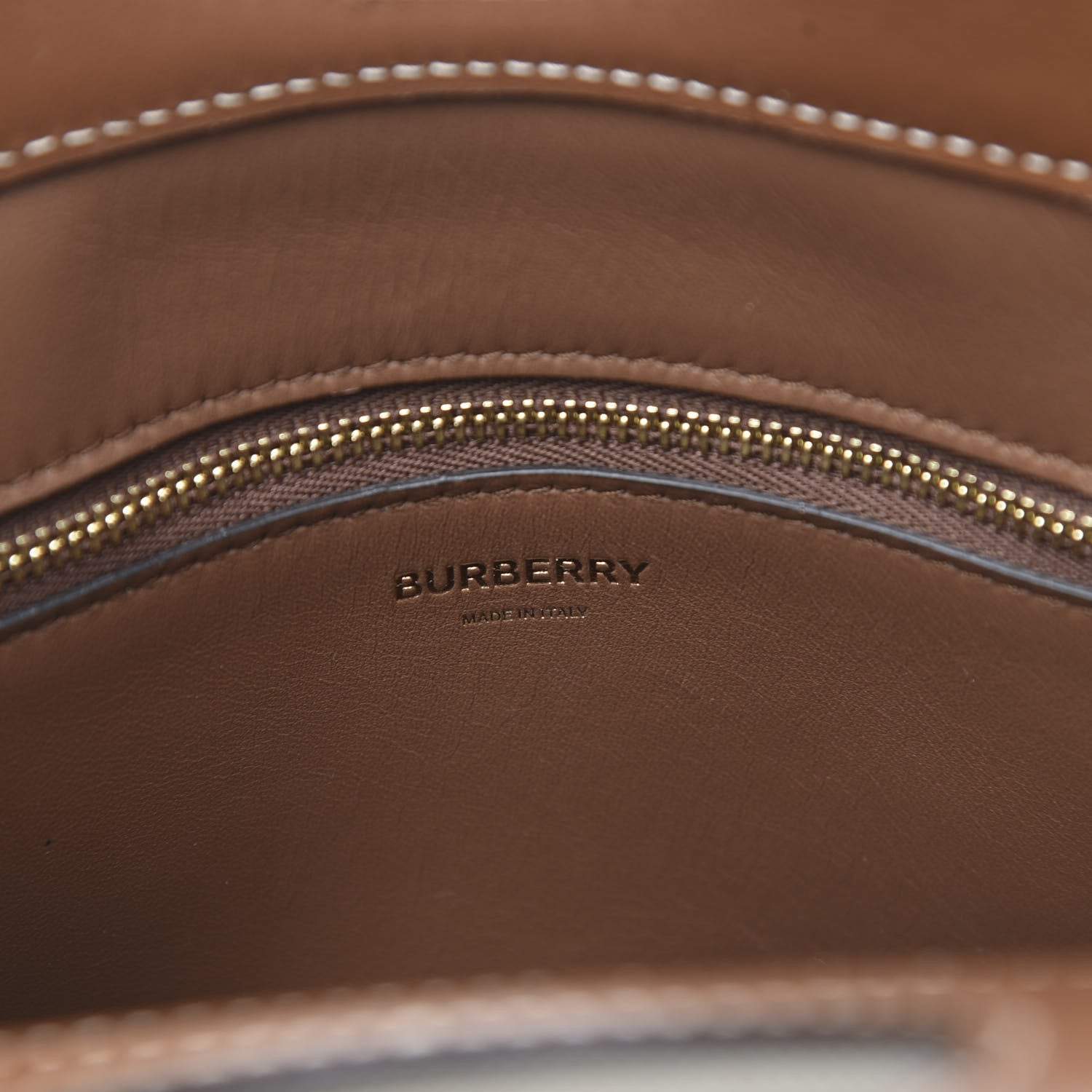Burberry Canvas Smooth Calfskin Two Tone Mini Pocket Bag Natural Malt Brown 6 of 10