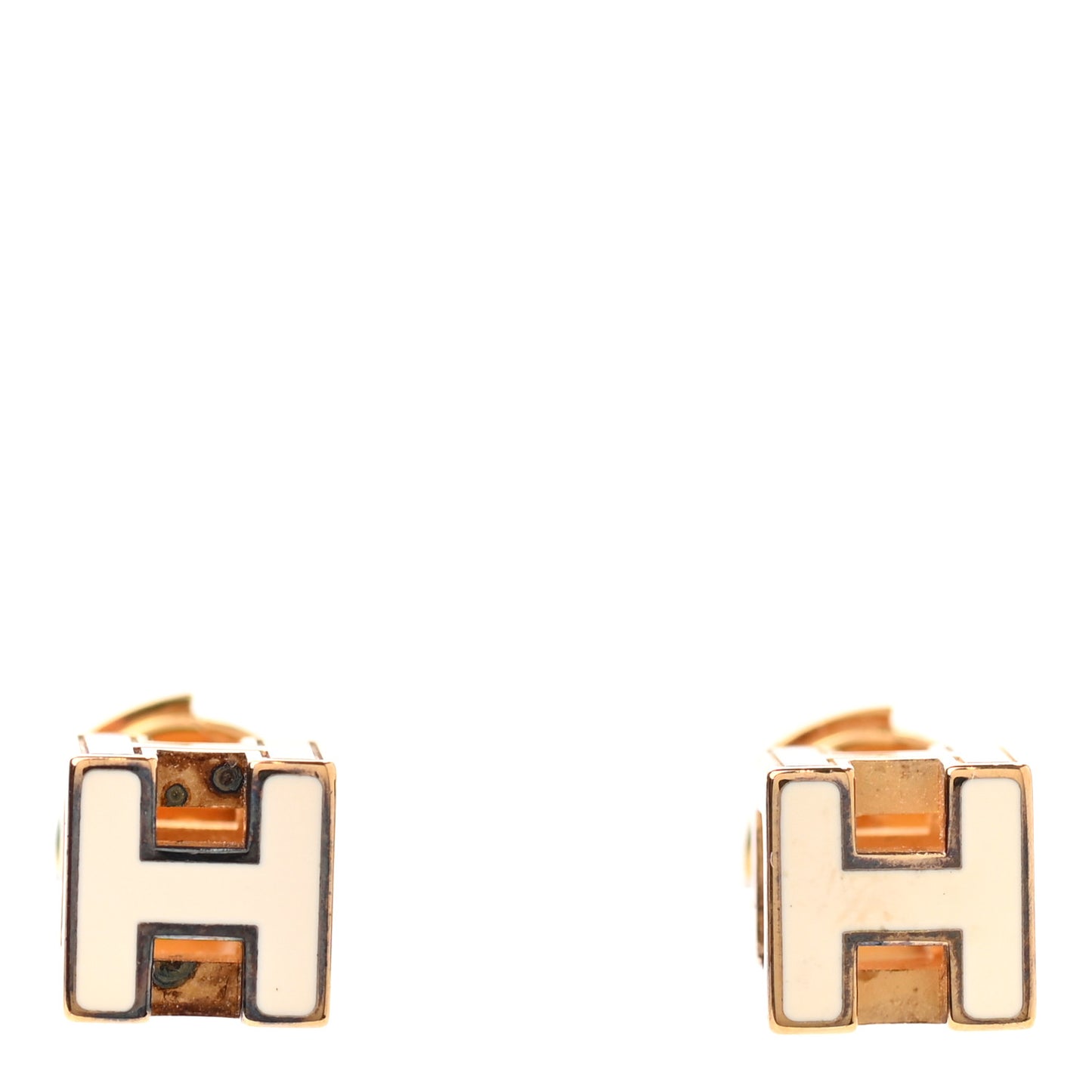 Gold Plated Cage d'H Earrings Ecru