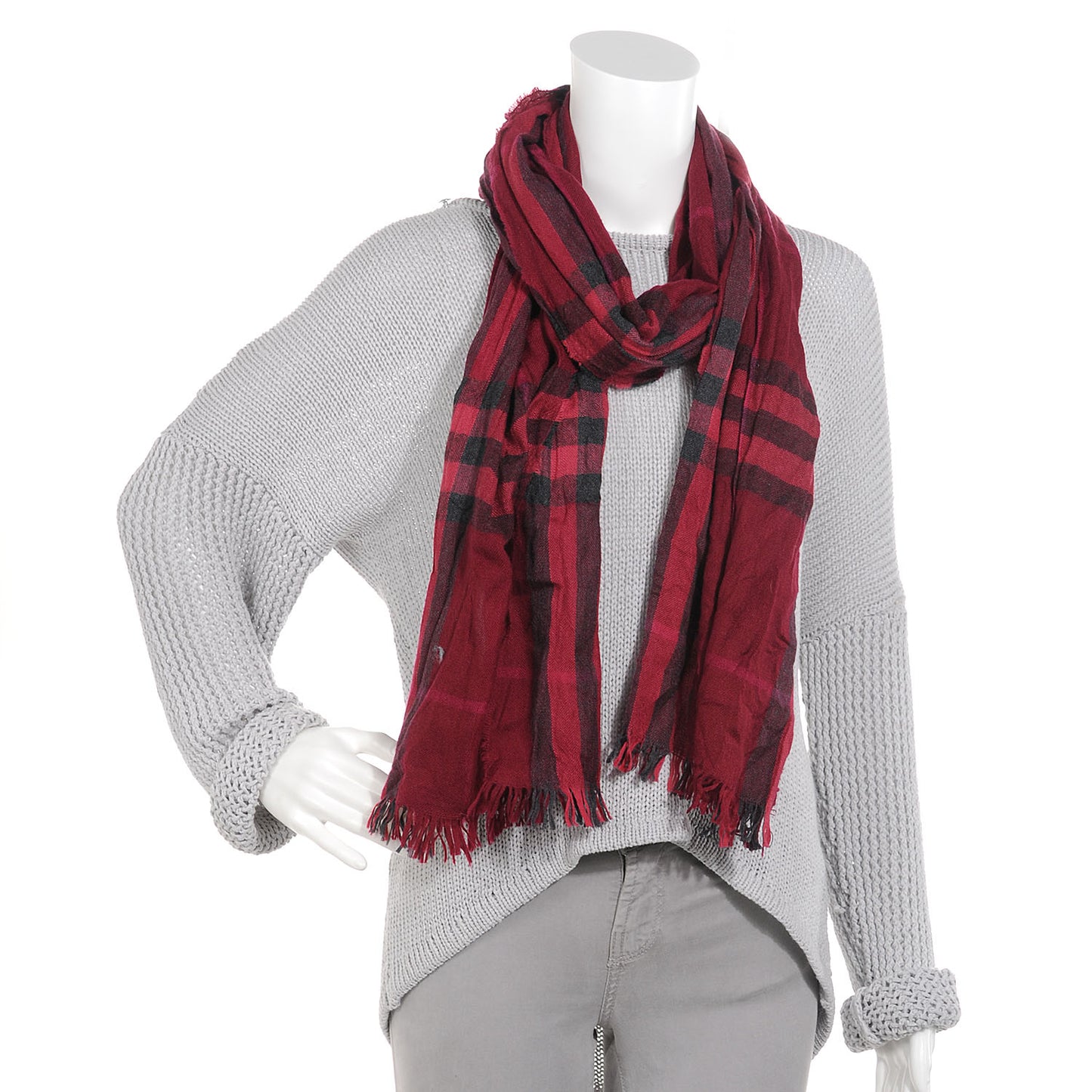 Wool Silk Lightweight Scarf Damson Pink