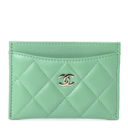 Chanel Lambskin Quilted Card Holder Green 1 of 7