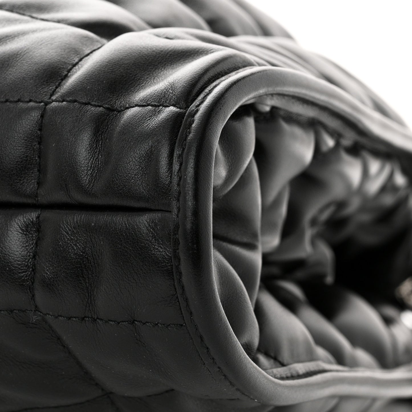 Calfskin Quilted Large Deco Tote Bag Black