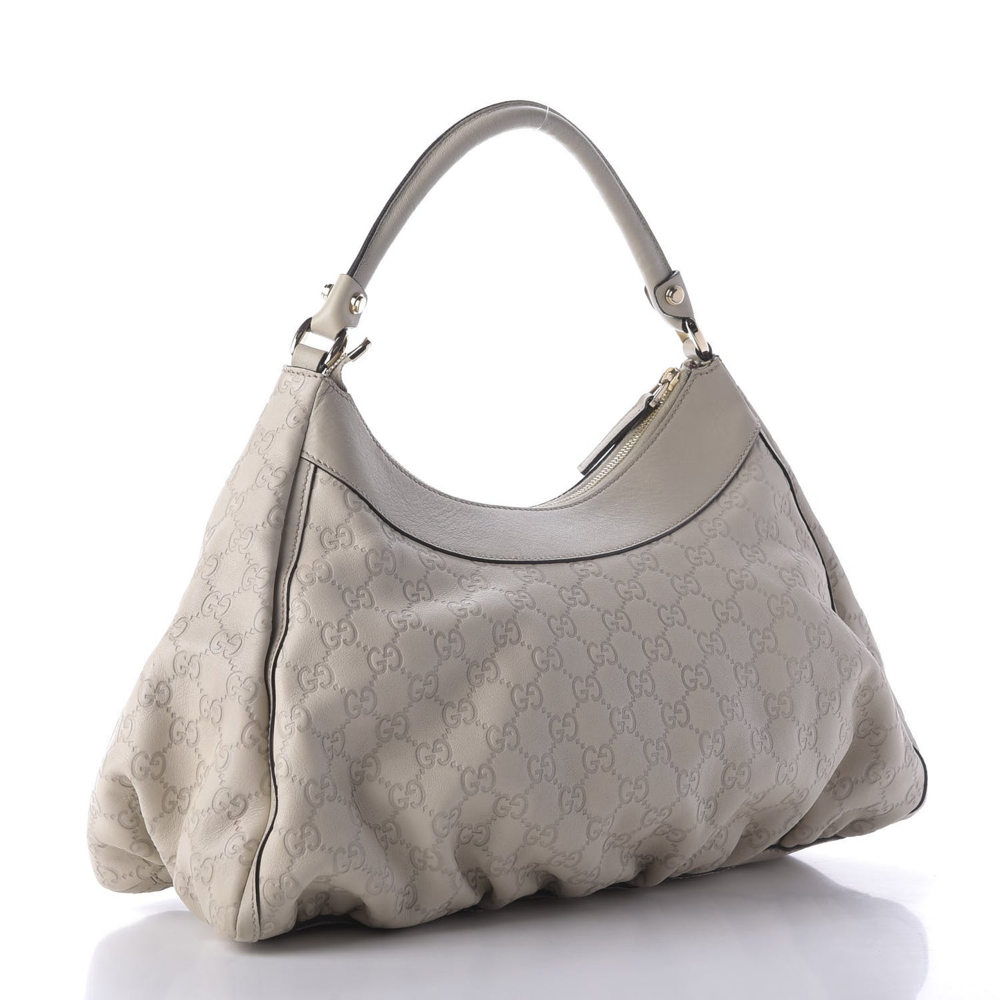Guccissima Large D Gold Ring Hobo Off White