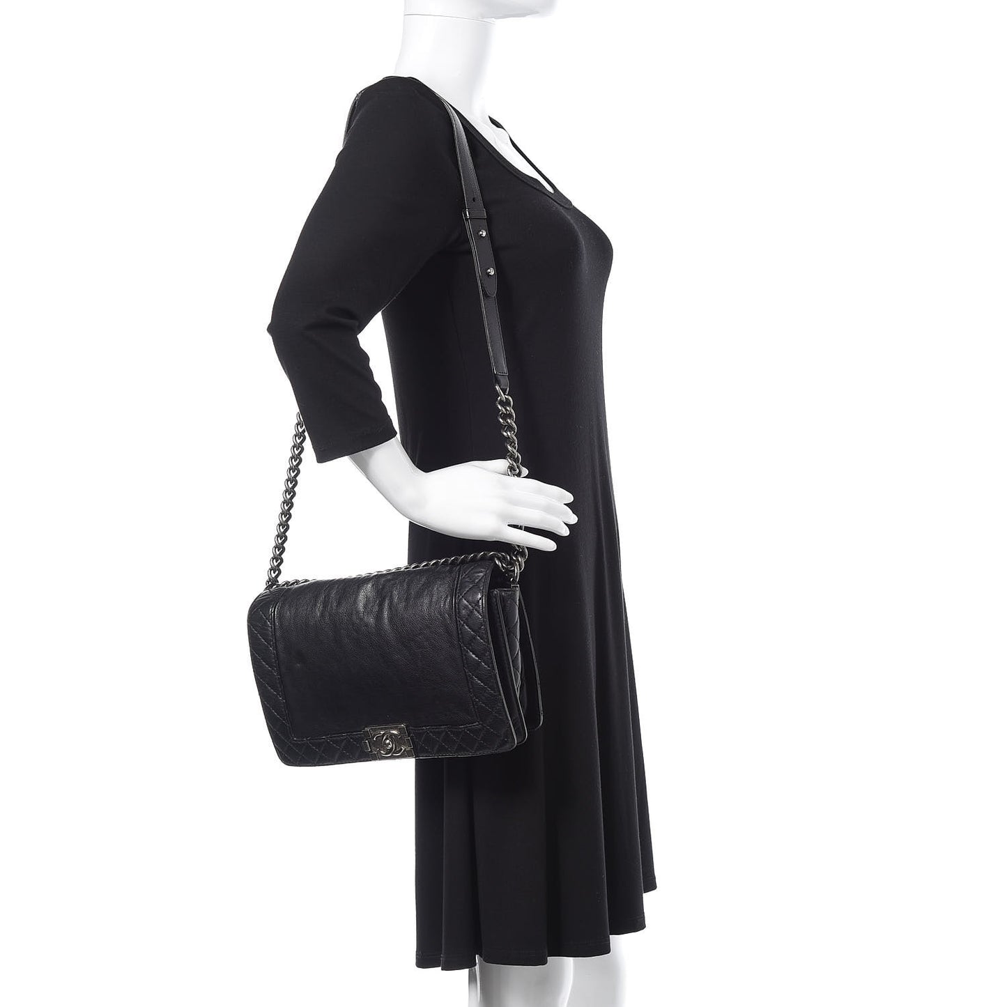 Calfskin New Medium Boy Reverso Flap Black