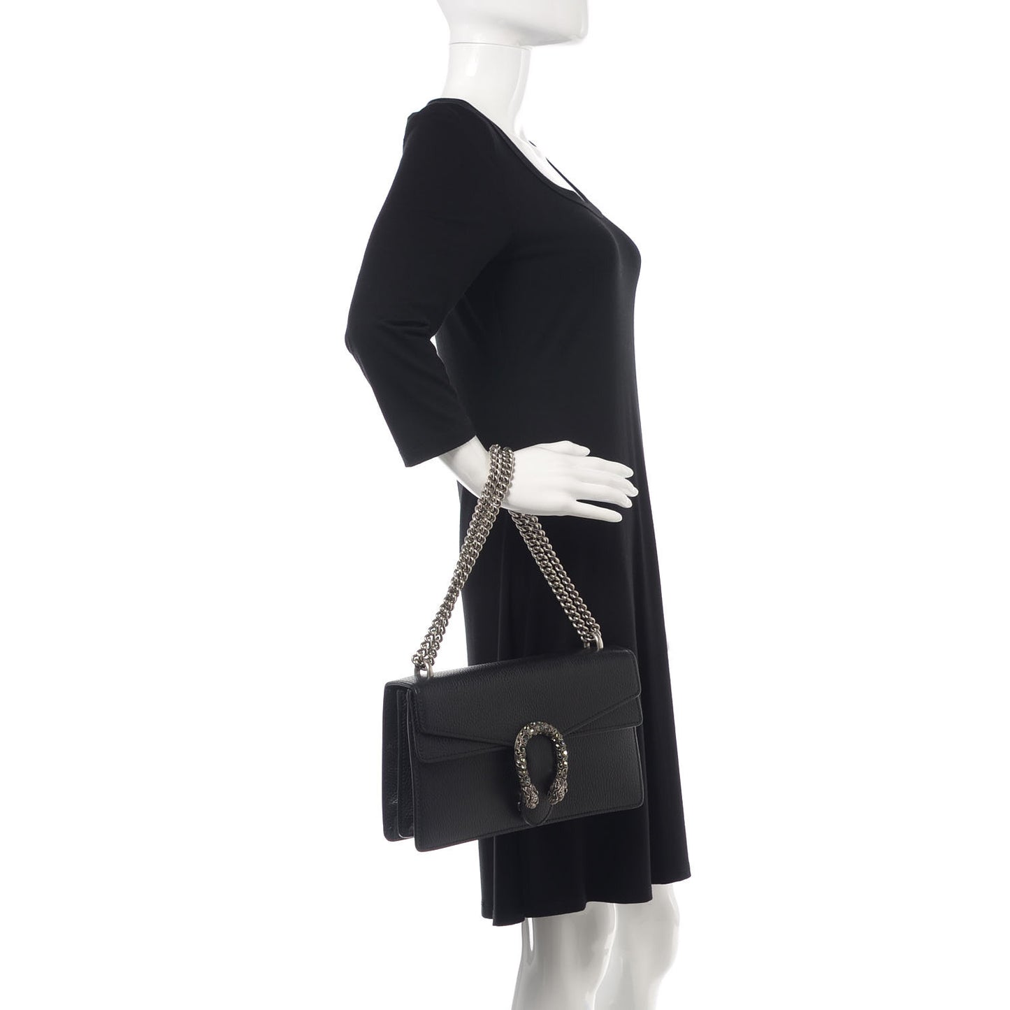 Pebbled Calfskin Small Dionysus Shoulder Bag Black