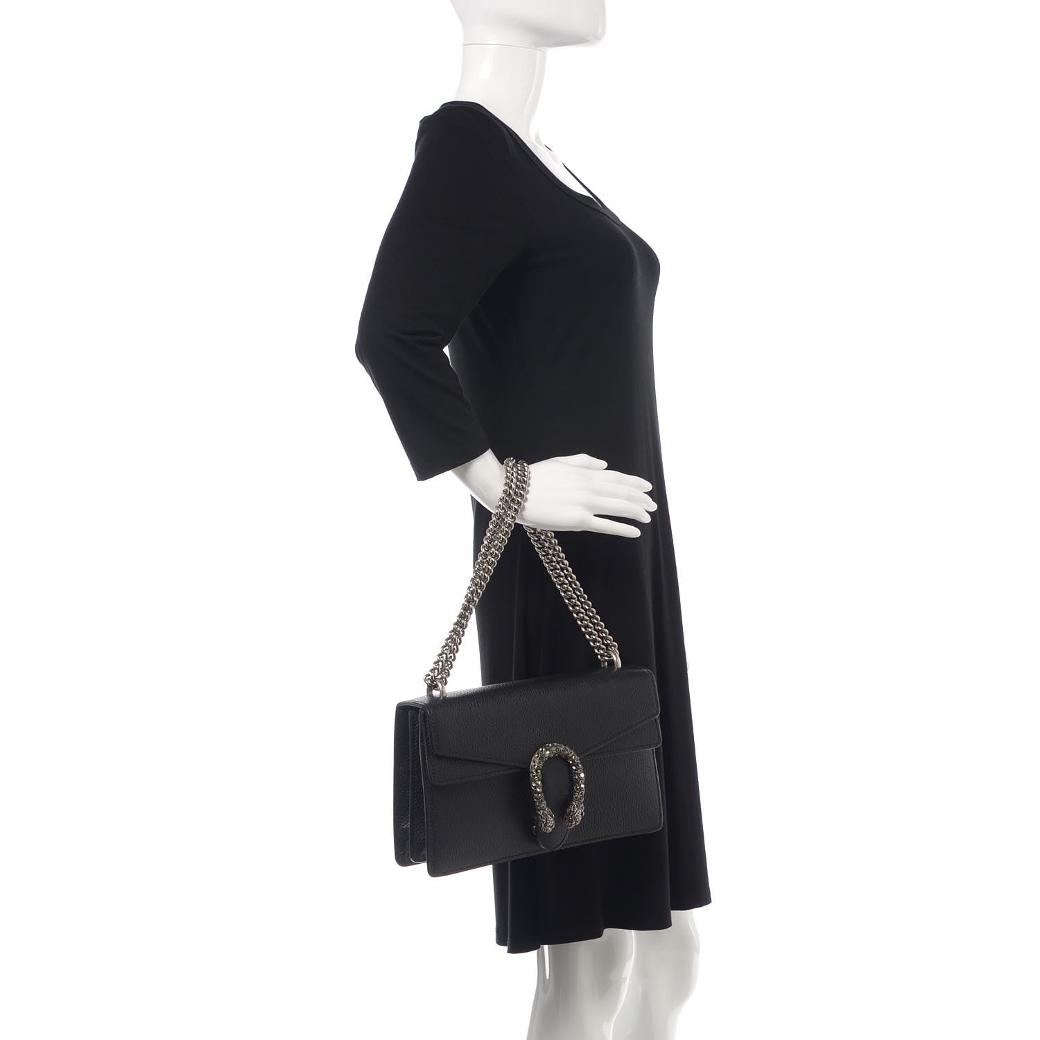 Gucci Pebbled Calfskin Small Dionysus Shoulder Bag Black 2 of 11