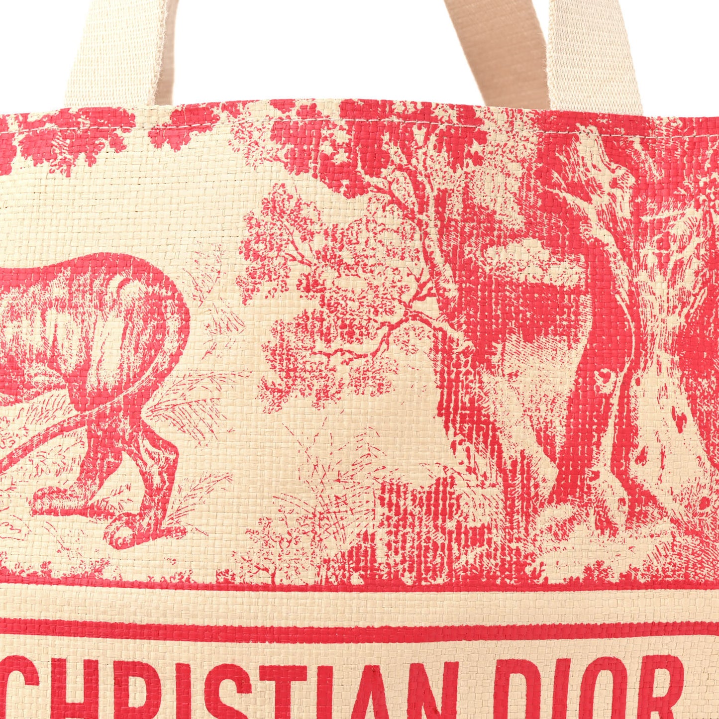 CHRISTIAN DIOR Straw Dioriviera Tote Pink