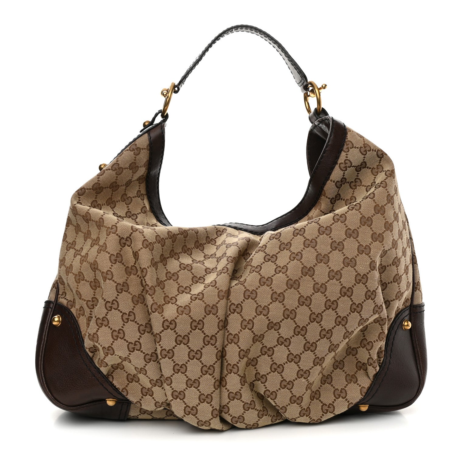 Gucci Monogram Large Jockey Hobo Dark Brown 1 of 10